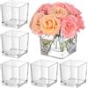 KEYWING Confezione da 6 vasi quadrati in vetro 12,7 x 12,7 x 12,7 cm, vasi da fiori trasparenti per centrotavola, vaso quadrato per fiori, portacandele per matrimoni, feste, decorazione per casa e