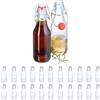 Relaxdays Set da 24 Bottigliette in Vetro per Olio e Aceto, Liquori, Bottiglie 250 ml, con Tappo Ermetico, Trasparente