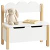 Relaxdays Panca per Bambini Relaxdays con vano Contenitore, Coperchio, Schienale, HLP: 60 x 60 x 25 cm, Bianco/Naturale