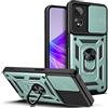 ESTH® Custodia per Oppo A78 5G/A58x 5G/A58 5G con Custodia per Fotocamera Scorrevole e Supporto ad Anello [Cover Paraurti Compatibile con Supporto Magnetico per Auto], Verde