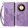 KENHONER Compatibile Cover con Honor Magic 6 Lite,Cover per Honor X50 5G, Premium Pelle PU Portafoglio Flip Libro Custodia Cover per Honor X9b [Protezione Completa] - Viola