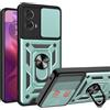 ESTH® Cover per Motorola Moto E14/Moto G24/Moto G04/G04s con Custodia per Fotocamera Scorrevole e Supporto ad Anello [Custodia Paraurti Compatibile con Supporto Magnetico per Auto], Verde