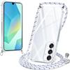 Xylota Cover con Cordino per Samsung Galaxy A16 5G,Trasparente Custodia con Laccio Tracolla Regolabile Corda Collana Catena,Ultra Sottile Silicone TPU + PC Antiurto AntiGraffio Protettiva Case,Bianco