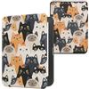 kwmobile Custodia eReader Compatibile con Kobo Clara HD Cover - eBook Reader Flip Case - arancione/nero/bianco - Gatti