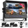 Rimoody Telecamera Retromarcia Set 4 Telecamere, 9 Pollici Monitor 4 Schermi Suddivisi, IP68 Impermeabile/Visione Notturna/DVR/Loop Video/Ausilio al Parcheggio, per Camion/Bus/KFZ/Furgone/Camper con 35M Cavo