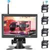 Hodozzy Kit Telecamera Posteriore Wireless con Monitor LCD 7 Pollice e 4* Telecamera Retromarcia IP67 Impermeabile Visione Notturna 18IR Telecamera per Auto 12-24 V Telecamera Per Retromarcia Auto Senza Fili