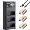 K&F CONCEPT LP-E8 Batteria (3 pezzi) 1200mAh e Caricatore LCD a 3 slot, Compatibile con Canon EOS Rebel T3i, T2i, T4i, T5i, EOS 600D, 550D, 650D, 700D, Kiss X5, Kiss X4, Kiss X6