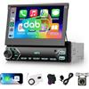 Hodozzy DAB Autoradio 1 Din con Schermo Retrattile 7 Pollici, Hodozzy 1 Din Flip Out Touch Screen Stereo Auto con Wireless Carplay Android Auto, Bluetooth, Mirror Link, EQ, FM Radio Tipo-C/USB + Telecamera