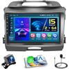 Hikity 2+64GB Android 15 Autoradio per Kia Sportage 2010-2016 Radio Senza Fili Carplay Android Auto Bluetooth 9 Schermo Auto Radio con Telecamera GPS HiFi WiFi FM RDS