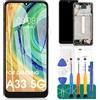 SRJTEK INCELL per Samsung Galaxy A33 5G Schermo di Ricambio per Samsung A33 5G Display LCD SM-A336E A336B Assemblaggio Touch Screen Digitizer Kit di Riparazione con Cornice (Senza Impronta Digitale)