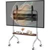CNTSLNB Mobile TV con ruote, cavalletto per TV LCD da 32-75, LED, OLED, schermo piatto, supporto in acciaio inox con ruote, massimo 50 kg, VESA 600 x 400 mm (ripiano portaoggetti in legno, con piattaforma