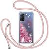 TUUTPU Cover per Xiaomi Redmi Note 11 Pro 5G/4G/Note 11E Pro/Note 12 Pro 4G con Cordino, Custodia Brillantini con Collana Trasparente Antiurto Protettivo Sabbie Mobili Case per Cellulare Cordoncino, Rosa