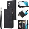 UEEBAI Custodia a portafoglio per Samsung Galaxy A54 5G, custodia in pelle PUdi alta qualità con chiusura magnetica borsa con tasca con porta carte con cinturino da polso TPU flip cover - Nero