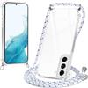 Xylota Cover con Cordino per Samsung Galaxy S22 5G,Trasparente Custodia con Laccio Tracolla Regolabile Corda Collana Catena,Ultra Sottile Silicone TPU + PC Antiurto AntiGraffio Protettiva Case,Bianco