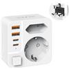 THUNIX Adattatore Presa Inglese, 6 IN 1 Adattatore Spina Inglese con 2 USB C,2 USB A, Adattatore UK Tipo G per Gran Bretagna, Qatar, Irlanda, Gambia, Dubai e Maldive