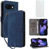 IUQXU Cover per Google Pixel 10A 5G Libro con Pellicola Vetro Temperato [Blocco RFID] Antiurto Supporto Custodia in Pelle Portafoglio per Google Pixel 10 A Pixel10 A Pixel10A Blu