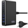 Feob 430W Caricatore USB Multiplo,8 Port GaN Ⅳ 100W PD Caricabatterie Multipla PPS QC Alimentatore USB C Stazione di Ricarica Multipresa per MacBook Air/Pro Laptop iPhone iPad Samsung SteamDeck-Nero