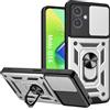 ESTH® Cover per Motorola Moto G14 con Custodia per Fotocamera Scorrevole e Supporto ad Anello [Custodia Paraurti Compatibile con Supporto Magnetico per Auto], Argento
