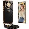 Yutwo Cover per Honor Magic 8 lite 5G con Cordino, Antiurto Custodia per Honor Magic 8 lite 5G con Tracolla e Motivo Cuore, Nero