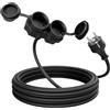 greate Prolunga elettrica da 5 metri con 2 prese - Spina elettrica impermeabile IP44 per estern - Presa shuko 3500W - Prolunghe elettriche, cavo prolunga elettrica, prolunga 16A