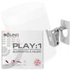 Sound bass Supporto da Parete per Play 1, Bianco, Compatibile solo con Sonos Play:1, Meccanismo di Inclinazione e Rotazione Regolabile, Staffa di Montaggio con Tutti gli Accessori Inclusi