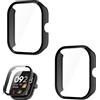 Qneneam 2 Pezzi Custodia Rigida Cover, con Vetro Temperato per Xiaomi Redmi Watch 4, Protezione Completa PC e Vetro HD, Case Anti-Graffio Pellicola Protettiva, Facile da Installare, 360° di Protezione, Nero
