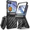 SUPCASE Cover per Galaxy Z Flip 7 con Supporto e Clip da Cintura (Unicorn Beetle Pro) [Protezione Cerniera] [Vetro Temperato Integrato per Schermo] - Custodia Militare a Protezione Totale (Nero)