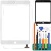 SRJTEK Schermo di ricambio per iPad Mini 1 2 A1432, A1454, A1455, A1489, A1490, touch screen per digitalizzatore in vetro con gruppo cavo flessibile per chip IC(nessuna funzione di impronte digitali)(bianco)