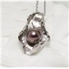 COMOTO Collana con ciondolo di perle di Tahiti pavone forte in argento sterling, alt...