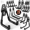 Housolution Ganci per Garage in Acciaio, 18 Pz Rivestimento Antiscivolo, Ganci a Parete per Bici, Strumenti Giardino, Scale, Tubi, Corde, Organizzatore con Avvolgicavo Extensibile, Nero