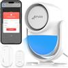 CPVAN Allarme Casa Senza Fili (2.4GHz WiFi), PIR WiFi Sensore di Movimento, fai da te Antifurto Casa Wireless, PIR Host Allarme + 1 Telecomandi + 1 Sensori Porta/Finestra, Bianco