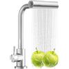 GOMETY Rubinetto a cascata da cucina estraibile, rubinetto da cucina, rubinetto da cucina estraibile con 4 tipi di getto, girevole a 360°, miscelatore ad alta pressione con miscelatore monocomando, in