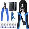 VCELINK Pinza crimpatrice RJ45 Ethernet con funzione di stripping e taglio, inclusi 20 connettori passacavi.