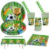 CSYY 101 Pezzi Forniture per Decorazioni Compleanno Calcio, Tema Calcio Stoviglie per Feste,Addobbi Compleanno Bambino Include Piatti Tovaglia Tazze Cannucce Tovaglioli Decorazioni -20 Ospiti