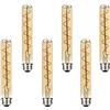 BAISHICHENG Lampadine LED a Filamento E27 T30 Bianco Caldo 2700K Lampadina LED a Tubo Lungo 185MM Lampadine a Tubo Decorative Vintage Edison E27 4W(Sostituzione Lampadina Alogena a Vite da 40W)6 Confezioni