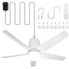 SHUNLEE Ventilatore da Esterno Soffitto, Ventilatore da Gazebo con Luce 3000-6500K, Ventilatore da Soffitto Portatile con Spina e Telecomando, Gancio, ideale per Gazebo, Tenda a Comparsa, Patio (80CM)