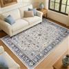 Topfinel Tappeto Vintage 160x230 cm Blu, Tappeto Boho Orientale a Pelo Corto, Lavabile in Lavatrice, Antiscivolo e Morbido, Grande Tappeto per Soggiorno, Camera da Letto, Sala da Pranzo, Ufficio