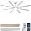 Ohniyou Ventilatore da Soffitto da 152 cm con Luce, Silenzioso, Ventilatori da Soffitto Moderni con Telecomando/app, Luce Regolabile, Motore DC Reversibile per Interni ed Esterni, Argento