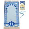 ihvan online, Tappeto da preghiera per bambini, tappeto da preghiera musulmana per bambini, regali islamici per bambini, Janamaz Sajadah, morbido tappeto per salah, fantasia - blu