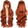 YEESHEDO Parrucca sintetica resistente al calore, da donna, 80 cm, con frangia, per cosplay, feste in costume anime e Halloween (arancione)