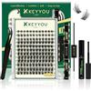 KEYYOU LASH Kit di estensione ciglia fai-da-te 144 pezzi, 8-16 MIX, extensioni ciglia con applicatori rimuovi colla e sigillo, facile da applicare a casa per principianti (KY06)