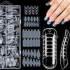 Becellen 120 Pezzi Dual Nail Form Set, Trasparente Unghie Finte Nail on Scala Graduata Extension System Dual Nail Form Con 48 Film Acrilico Stiletto Strumenti per Manicure
