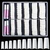 MELLIEX 500 Pezzi Unghie Finte Acrilico Artificiale Tips Unghie con Colla, Unghie Finte Tips in Francese da Donna per Saloni di Manicure (10 Misure, Naturale)