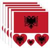 Petite Pine 20 tatuaggi con bandiera dell'Albania, adesivi decorativi, rettangolari, a forma di cuore, impermeabili, per feste (5 fogli)