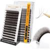 NAGARAKU 4D W Ciglia Finte Ventaglio Automatico Prefabbricate Tessitura Russa Volume Sottile Base Naturale Risparmio Di Tempo Dense E Soffici Per Artisti Professionisti Marrón Oscuro (0.07mm C 8-15mm)