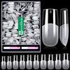Becellen 500 Pezzi Unghie Finte Trasparenti Mandorla Tip Unghie Ricostruzione Fullcover Unghie Finte in Gel con Colla per Saloni Manicure Uso Domestico