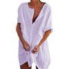 Svanco Copricostume Donna Mare Abiti Lunghi Estivi Camicia da Spiaggia Camicetta in Cotone Elegante Vestiti Corti Costumi da Bagno Bikini Cover Up per Piscina Mare Estate Viola L
