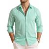 Barry.Wang Camicia da uomo Regular Fit Stretch manica lunga tinta unita Business Wedding Button Down Camicie, Verde menta, M