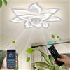 CHEGIT Ventilatore da soffitto con illuminazione, lampada a forma di fiore moderna senza pale, dimmerabile, controllo remoto/app, timer, 6 velocità, lampada da soffitto