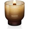 M&SENSE Candela Profumata 280g Teak Intenso con Stoppino Scoppiettante,75H Dura, Cera di Soia Non Tossico Aromaterapia Candele, Vetro Design Room Decor, Regalo di Lusso per Donne/Natale